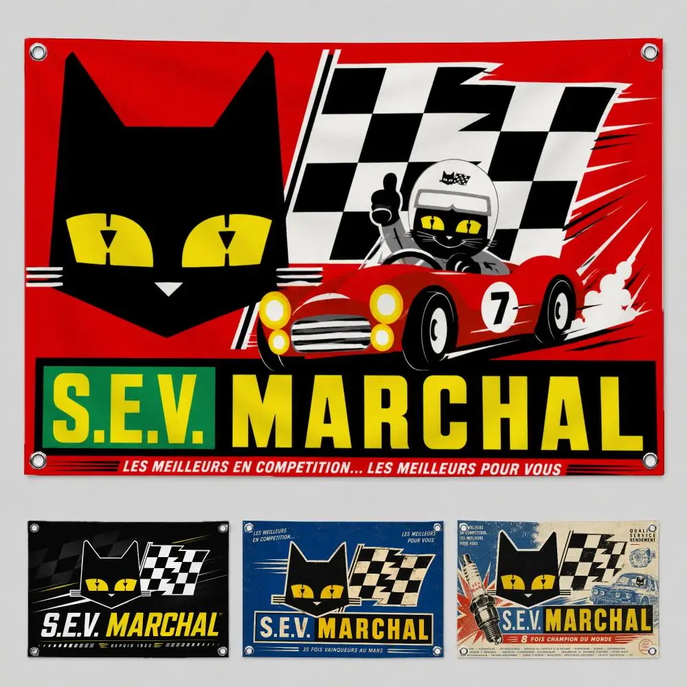 Art Sev Marchal Black Cat Flags Home Yard & Garden Decor Banner - Indoor Outdoor Wall Hanging Flag