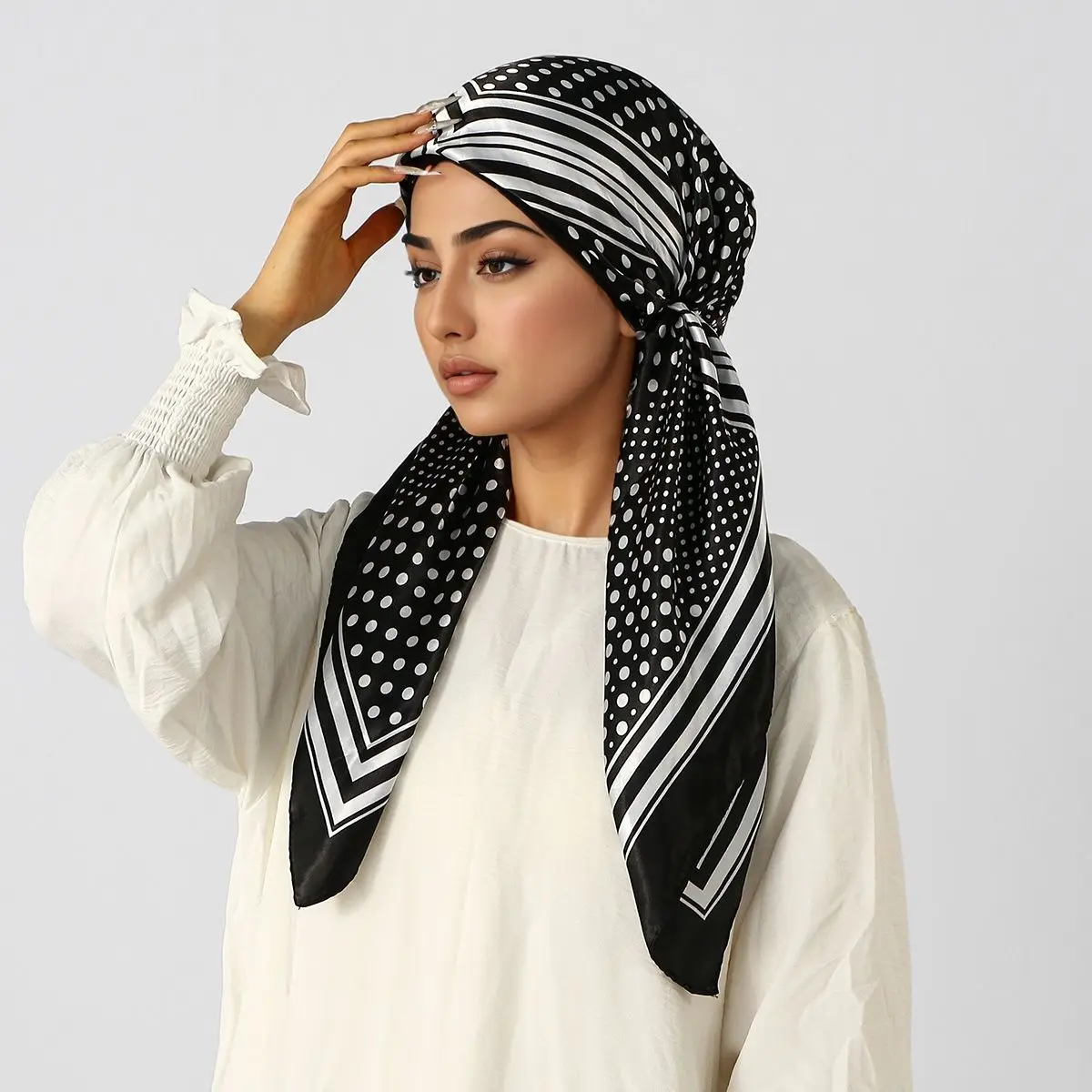 

New Muslim Instant Satin Printed Hijab Cap Scarf Turban Hair Bonnet Turban Elastic Headwrap For Sleeping Hair Bonnet Bandana