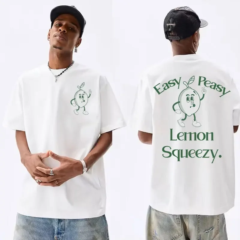 Easy Peasy Lemon Squeezy Meme Tee Shirt Unisex Funny Summer Pop Art T Shirts Men's Aesthetic Retro Casual Oversized T-shirt Tops