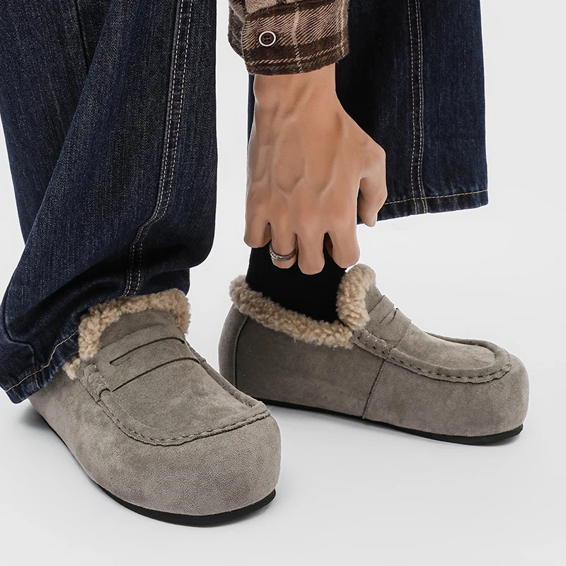 الشتاء رجل حذاء رسمي موضة أحذية قيادة الذكور حذاء رجالي لينة الجلد المدبوغ أفخم الدافئة حذاء رجالي كاجوال الأخفاف الانزلاق على الشقق