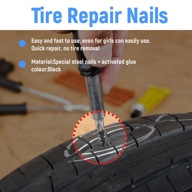 20Pcs Tire Repair Rubber Nails Auto Motorcycle Vacuum Tire Repair Nail Fast Repair Tool Self-Service Tire Repair Nail