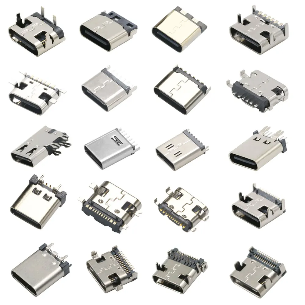10Pcs USB Type C 2/6/16/24 Pin Connector Female Jack Charging Port SMD SMT PCB Solder DIY Repair USB-C Type-C Socket Connectors