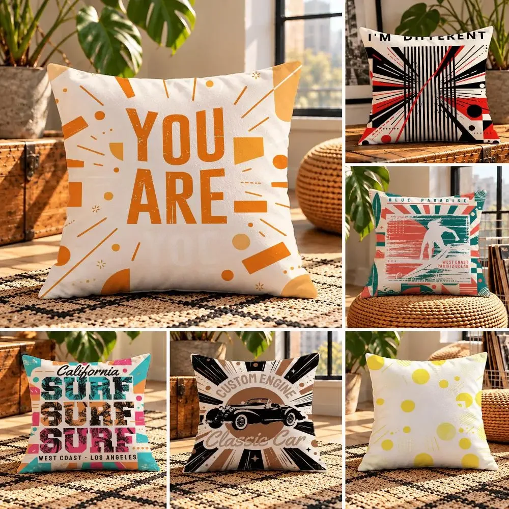 art Geometric Composition Poster Cushion Cover Short Plush Throw Pillow Cover Soft Cozy Cushion Case for Sofa Bedroom Home Decor