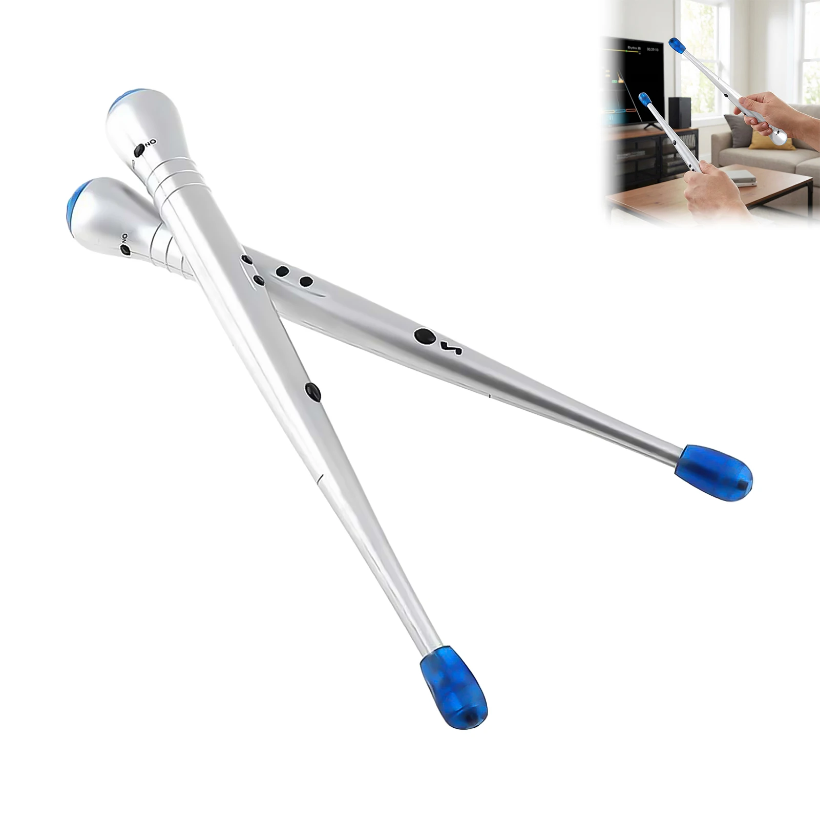 Children Motion Sensor Air Drum Sticks Electronic Rhythm Toy with Sound, Safe ABS Silicone Drumsticks for Kids Beginners