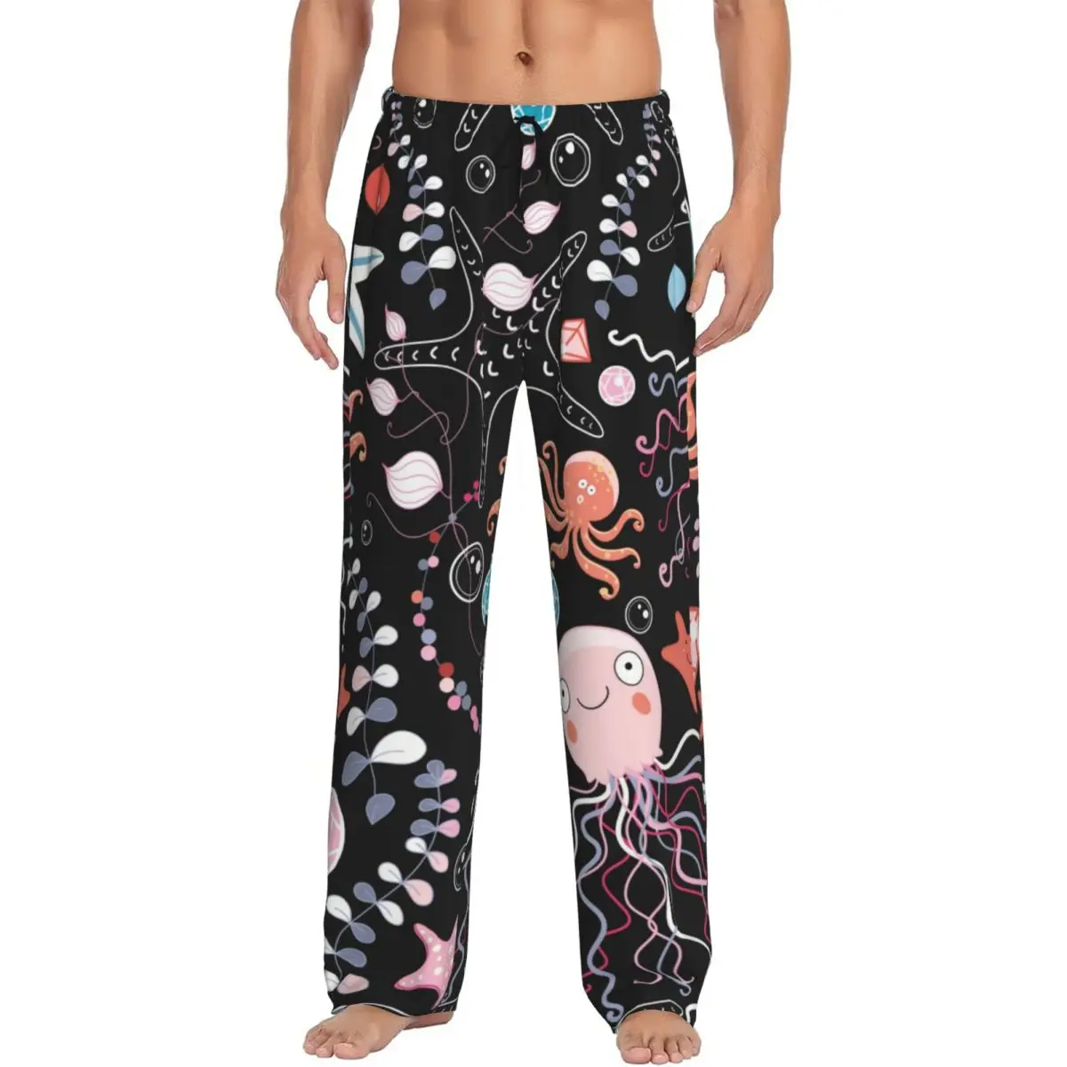 Octopus And Jellyfish Cute Sea Creature Men Sleep Bottoms Male Lounge Trousers Men's Pajama Pants