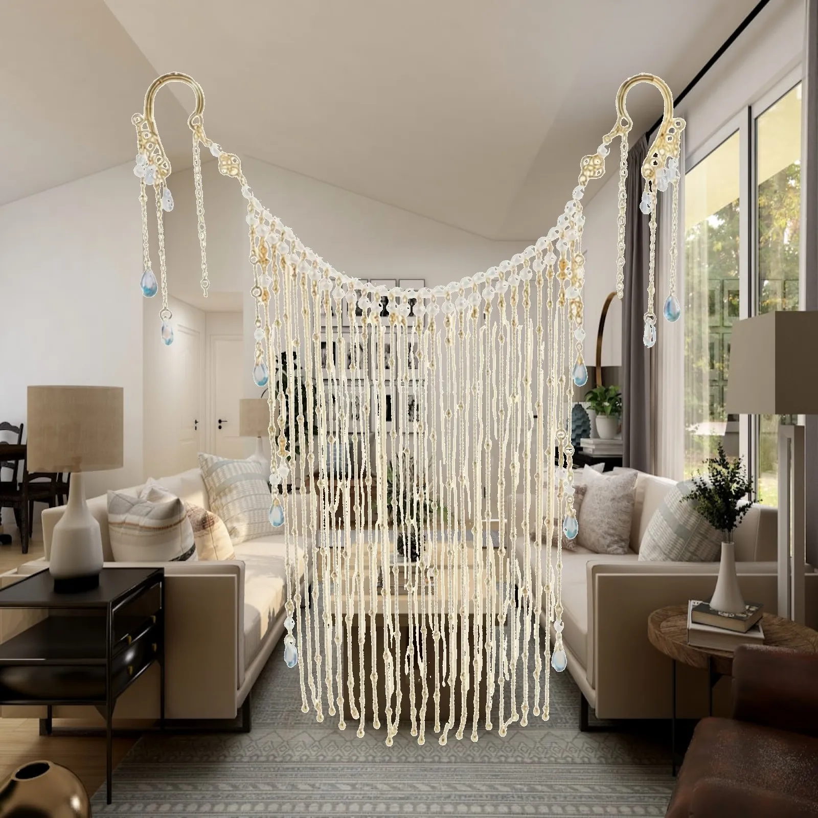 Fringe Headpiece with Chain Strands Handmade Headpiece with Crystal Pendants Face Curtain Fringe Glittering Forehead Jewelry