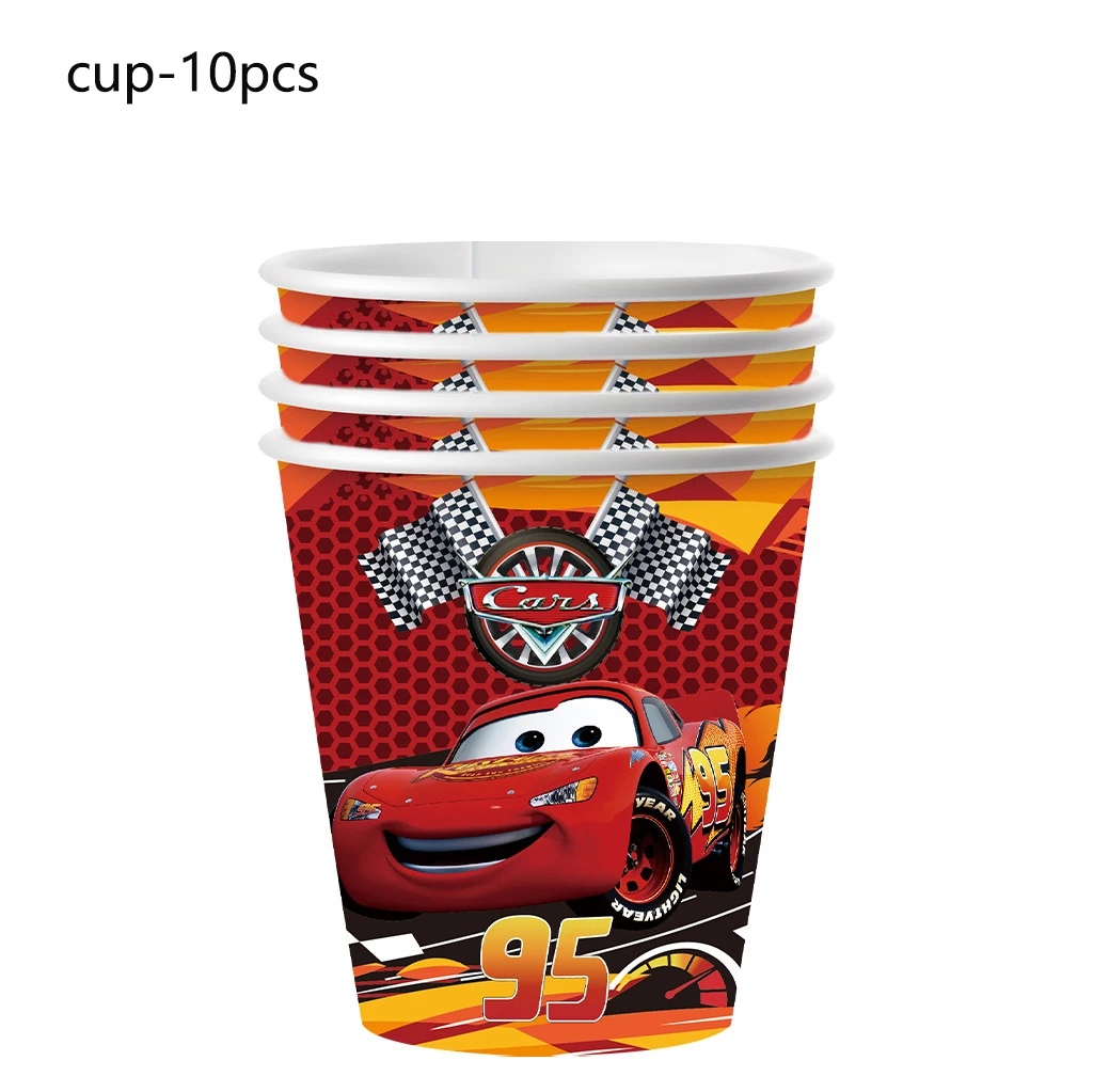 Disney Lightning Mcqueen Party Decorations Cars Foil Banner Disposable Party Tableware Tablecloths Plates Cups Baby Shower Set