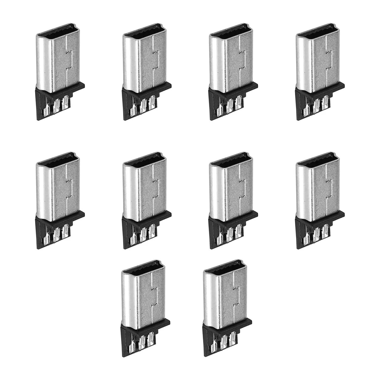 B66C 10 pezzi Mini USB 5 pin spina maschio connettore SMT fai da te tono argento grigio scuro