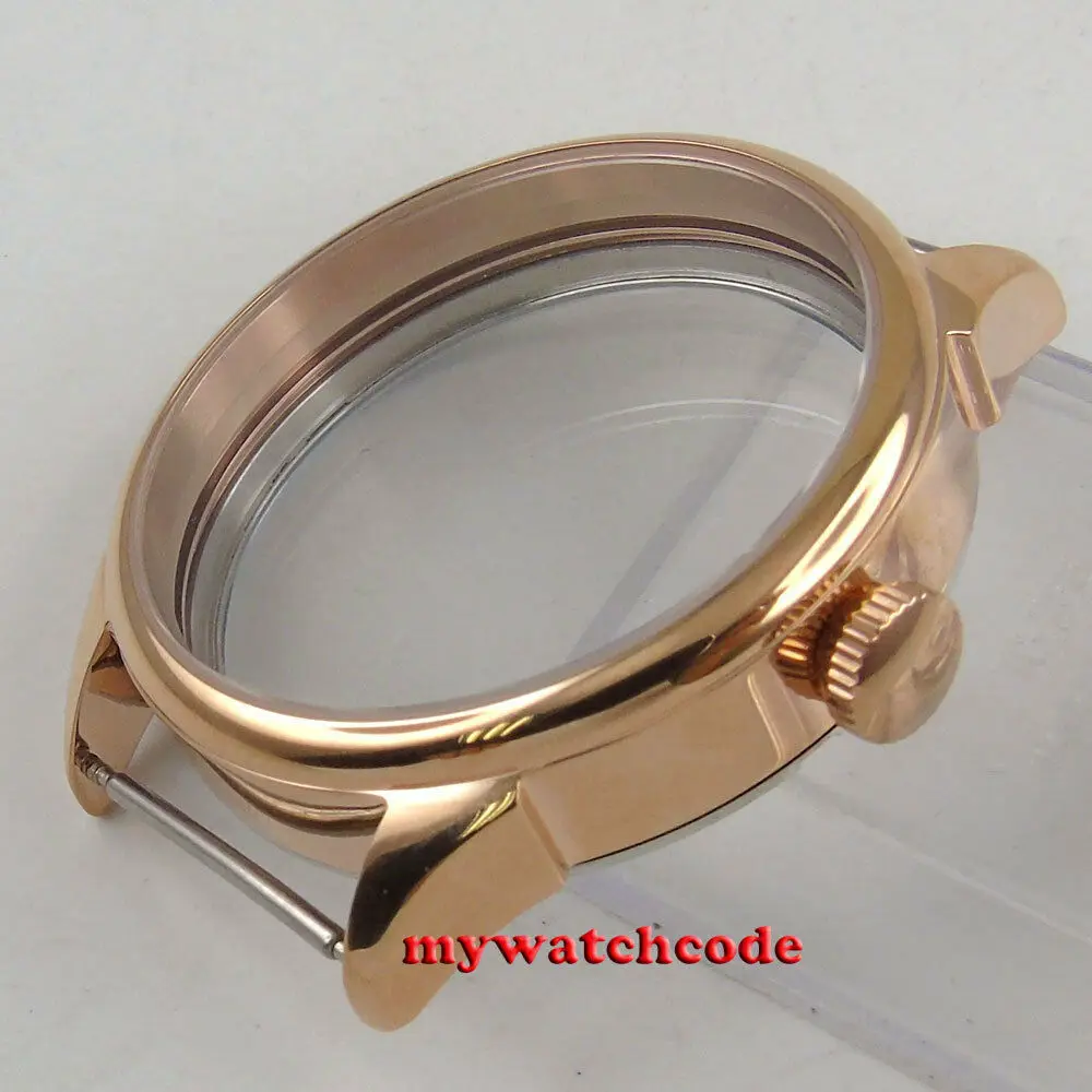 

42mm Watch 316L Stainless Steel Rose Golden Case Fit ETA 6498 6497 ST3600 3620 Movement