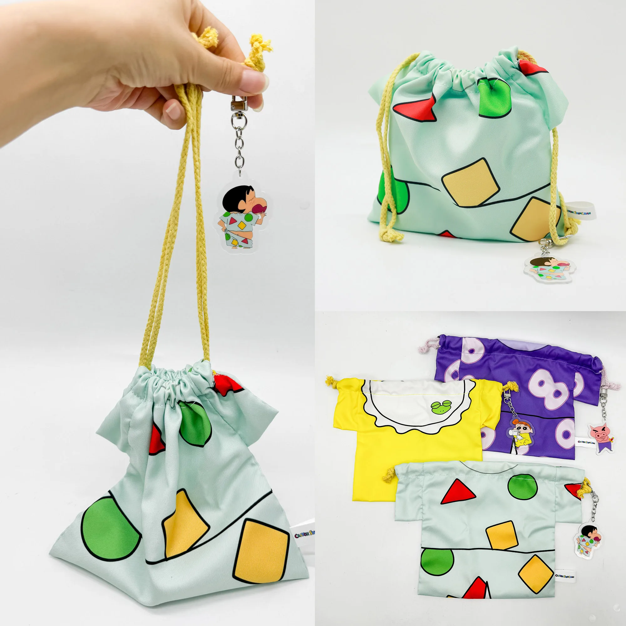 Shinchan Crayon Mini Clothes Drawstring Bag Portable Purses Anime ACG Accessories Blind Box Toy Bag Decor Christmas Gifts