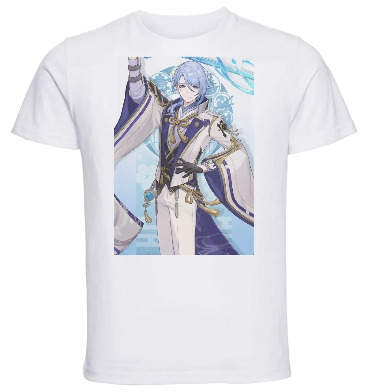 T-Shirt Unisex White Videogame Genshin Impact Kamisato Ayato