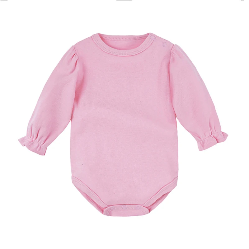 Kinder Neugeborene 0-24 Monate Baby Kleidung Schulter Verschluss Lange Blase Hülse Baumwolle One-Stück Reine Farbe Strumpfhosen onesie Bodys