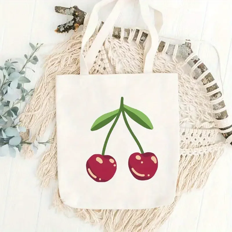 Bolso de mano con estampado de cereza bolso esttico para mujer para ir de comprasviajes y picnic al aire librebolso de