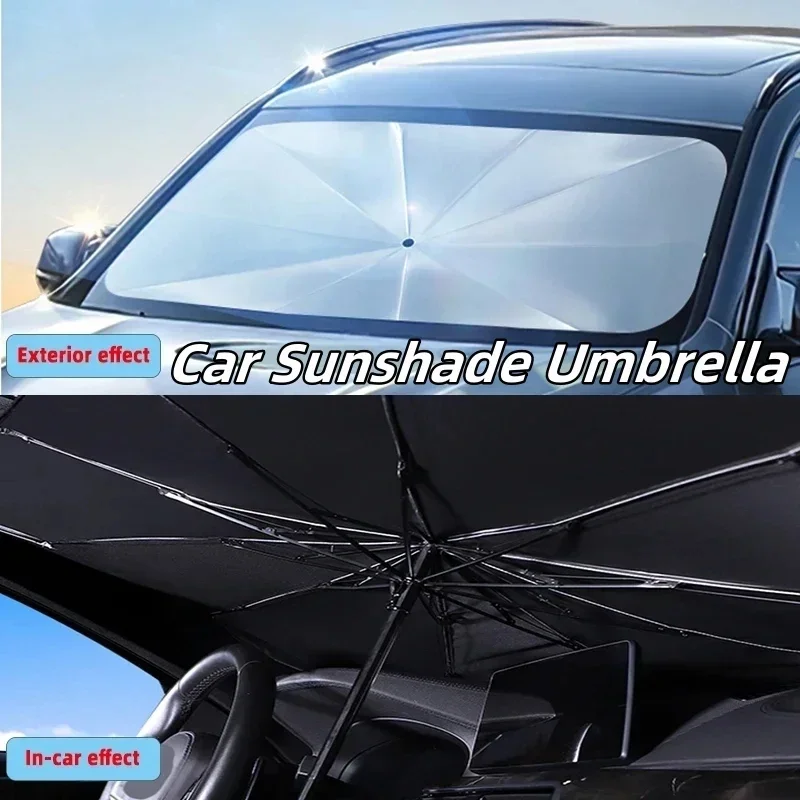 Upgraded Car Windshield SunShades Umbrella Foldable w/ Pull Ring Auto Front Window Cover for UV Ray Block & Sun Heat Car parasol