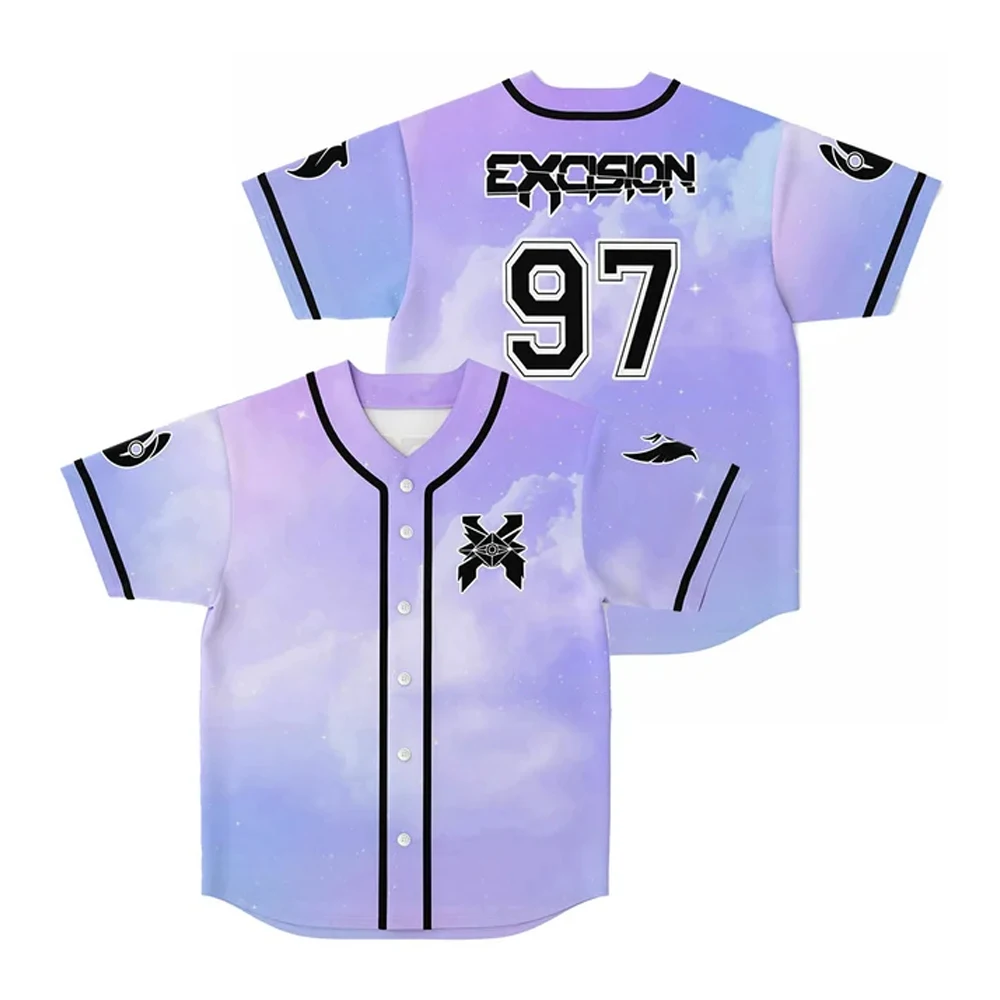 

Excision 97 Baseball Jersey V-Neck Short Sleeve Button-up Shirts Women Men Outdoor Streetwear Tops