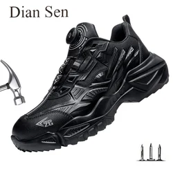 Diansen Safety Shoes Men Indestructible Steel Wire Rotary Buckle Work Sneakers Breathable Anti-smash Anti-puncture Work Boots