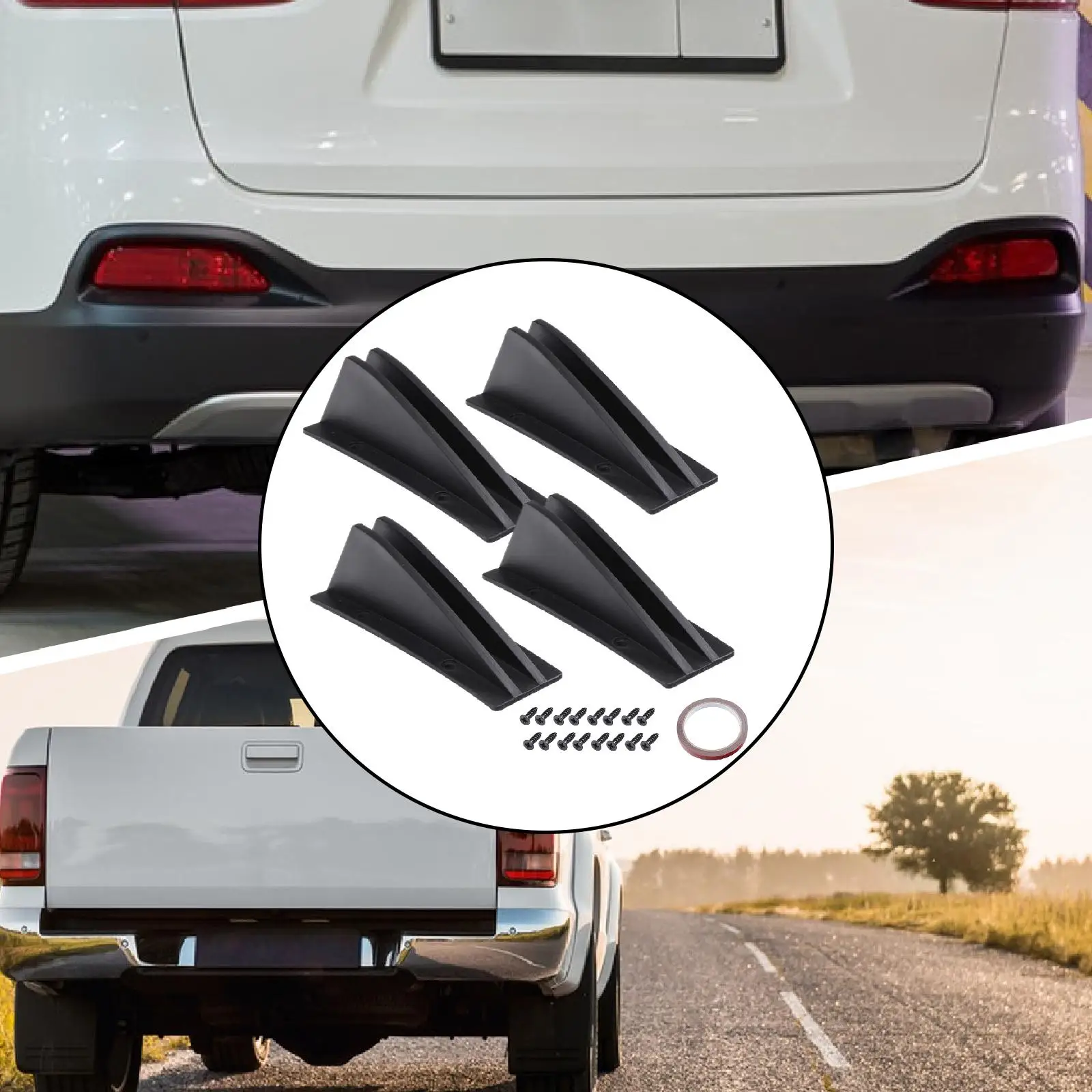 

4 Pieces Generic Rear Diffuser Protector Vehicle Tailgate Car Rear Spoiler