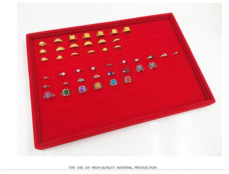 35X24X3Cm Flannel Jewelry Tray 100 Digit Ring Display Storage Jewelry Display Props Ring Trays Dedicated Dustproof Plastic Cover