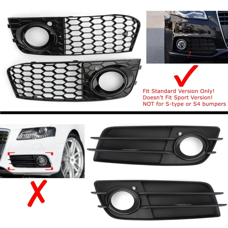 

for Audi A4 B8 RS4 Style Refitted Vehicle 2009-2012 (Only for Standard Bumper) Car Front Bumper Fog Light Trim Covers