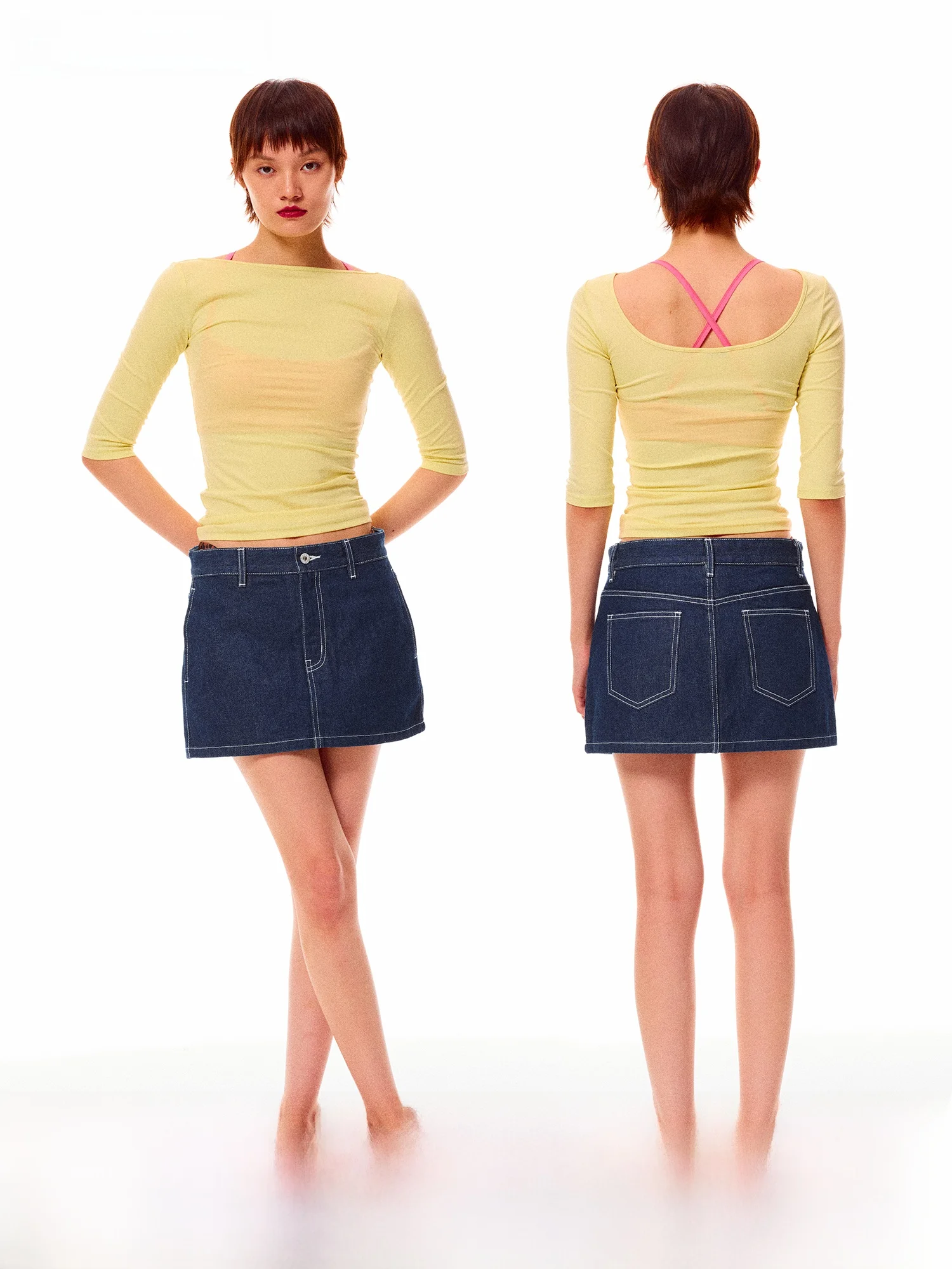 

Tee-Color Long Velvet Cotton Satin Cool Ba Slim Fit T-irt Seven-Sve Regular-Length Pure Color Summer Women's Top