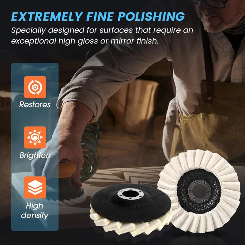 【CC22】2Pcs Wool Felt Flap Polishing Wheel Disc Buffing Pad Premium Felt Polishing Pads For Metal Marble Stone