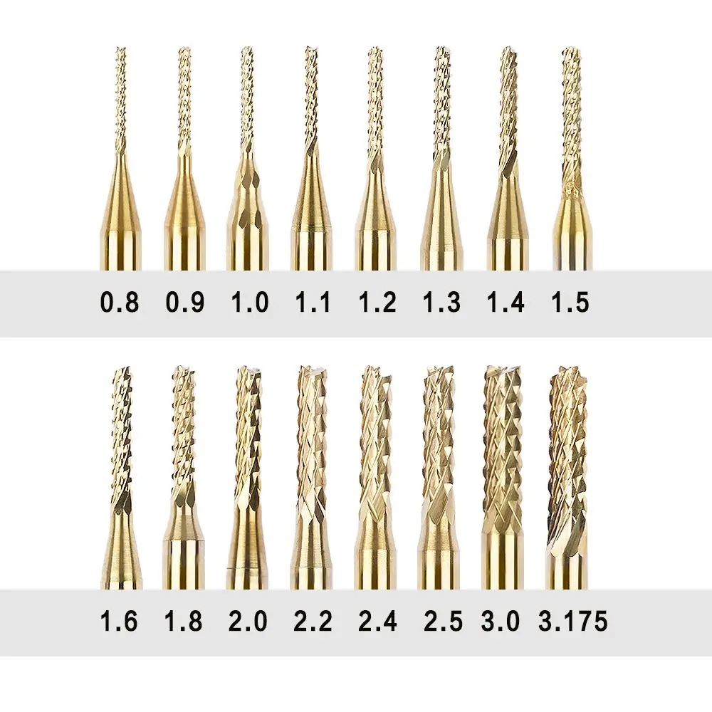 CNC PCB Titanium Coated Grinding Machine Shank Drill Bit End Mill Edge Cutter Milling Cutter