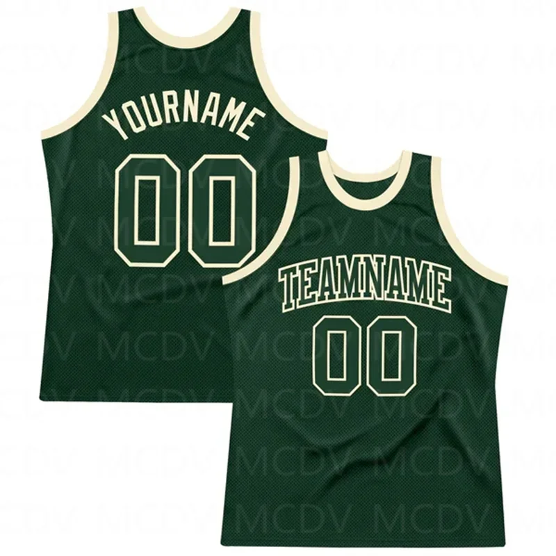 Custom Hunter Green Green- Authentic Throwback Basketball 3D Print Team Name Number Vest Game Practice Clothes Adult/Youth