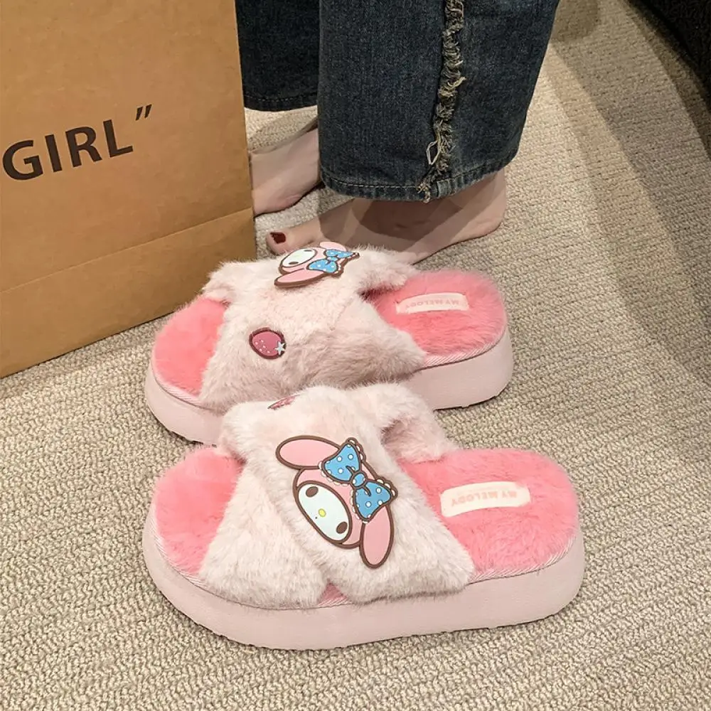 أنيمي مرحبا كيتي شتاء دافئ نعال قماش بلدي ميلودي كورومي سانريو Kawaii الكرتون لطيف رشاقته النعال المنزل مهرجان هدية #5