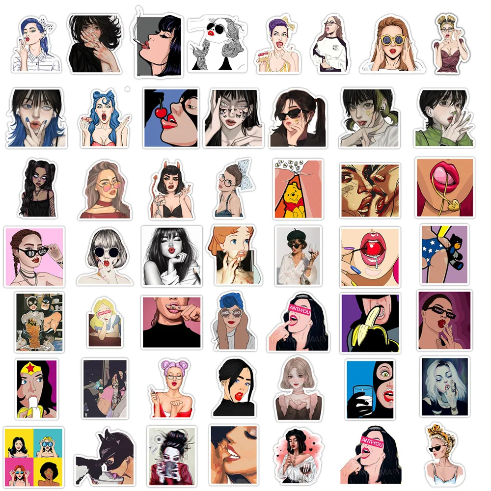 50pcs Sexy Trendy Spoof Mobile Phone DIY Waterproof Stickers