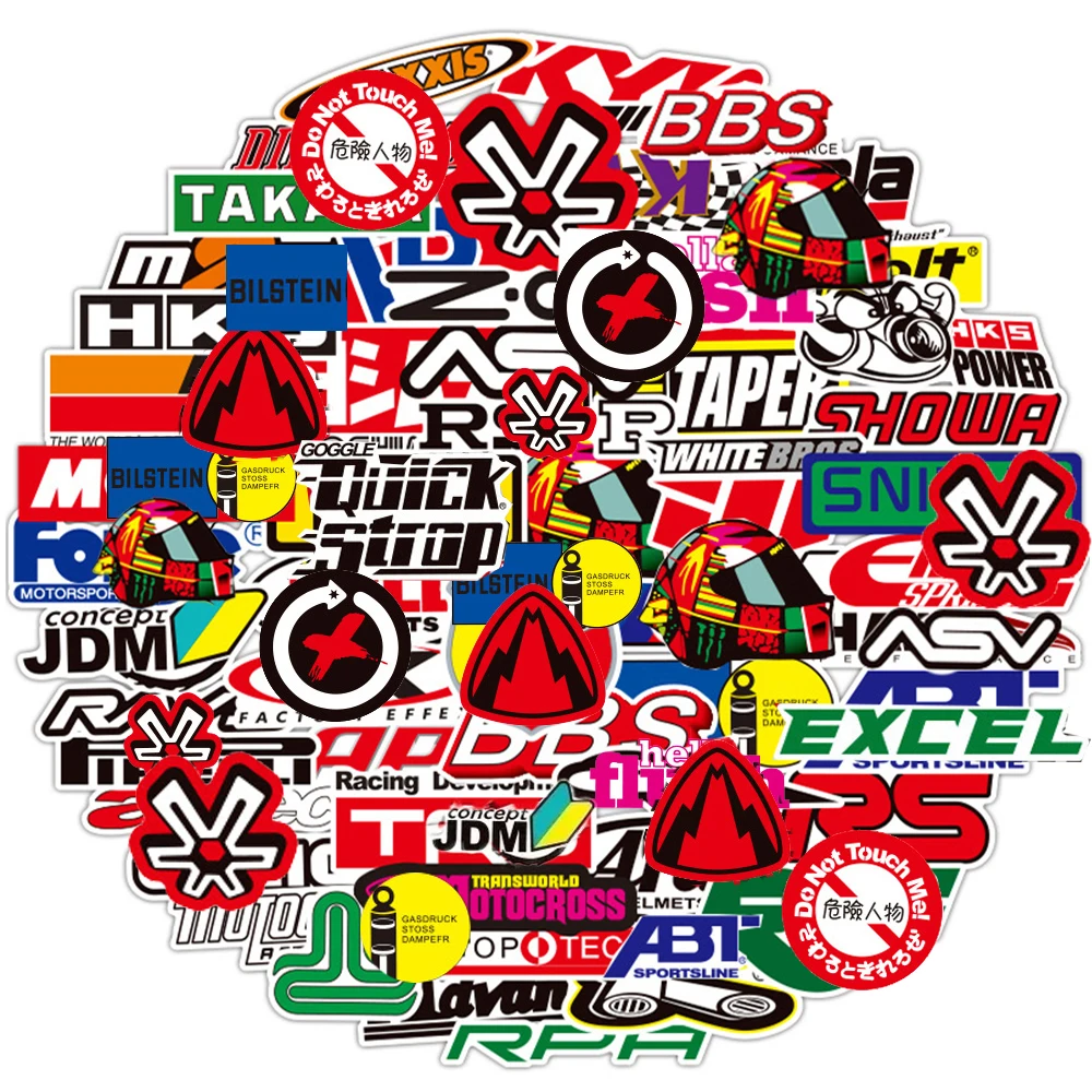 

10/30/50/100pcs JDM Racing Car Logo Stickers for Laptop Bicycle Motorcycle Luggage Waterproof Graffiti Decals Sticker Kids Toys