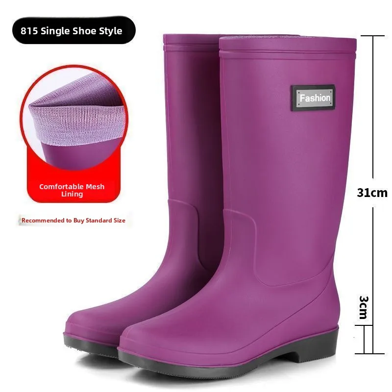 

Women's High-Tube Rain Boots Anti-Slip Waterproof Shoes New 2025 Style Comfortable Home Living Umbrella/Rain Gear/Moisture Proof