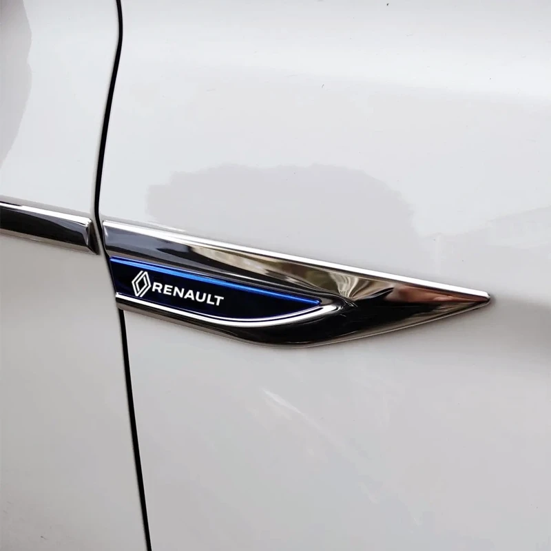 

2Pcs Car Fender Metal Badge Sticker For New Renault Clio Megane Trafic Captur Master Logan Kangoo Duster Sandero Sport