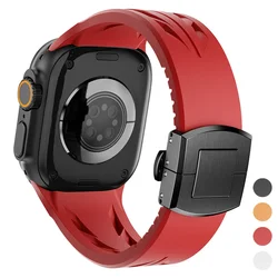 Silicone Sport Strap for Apple Watch Ultra 2/1 49mm Series 10 9 8 7 45mm 44mm Butterfly Buckle for IWatch 6 5 4 Se 42mm Bracelet