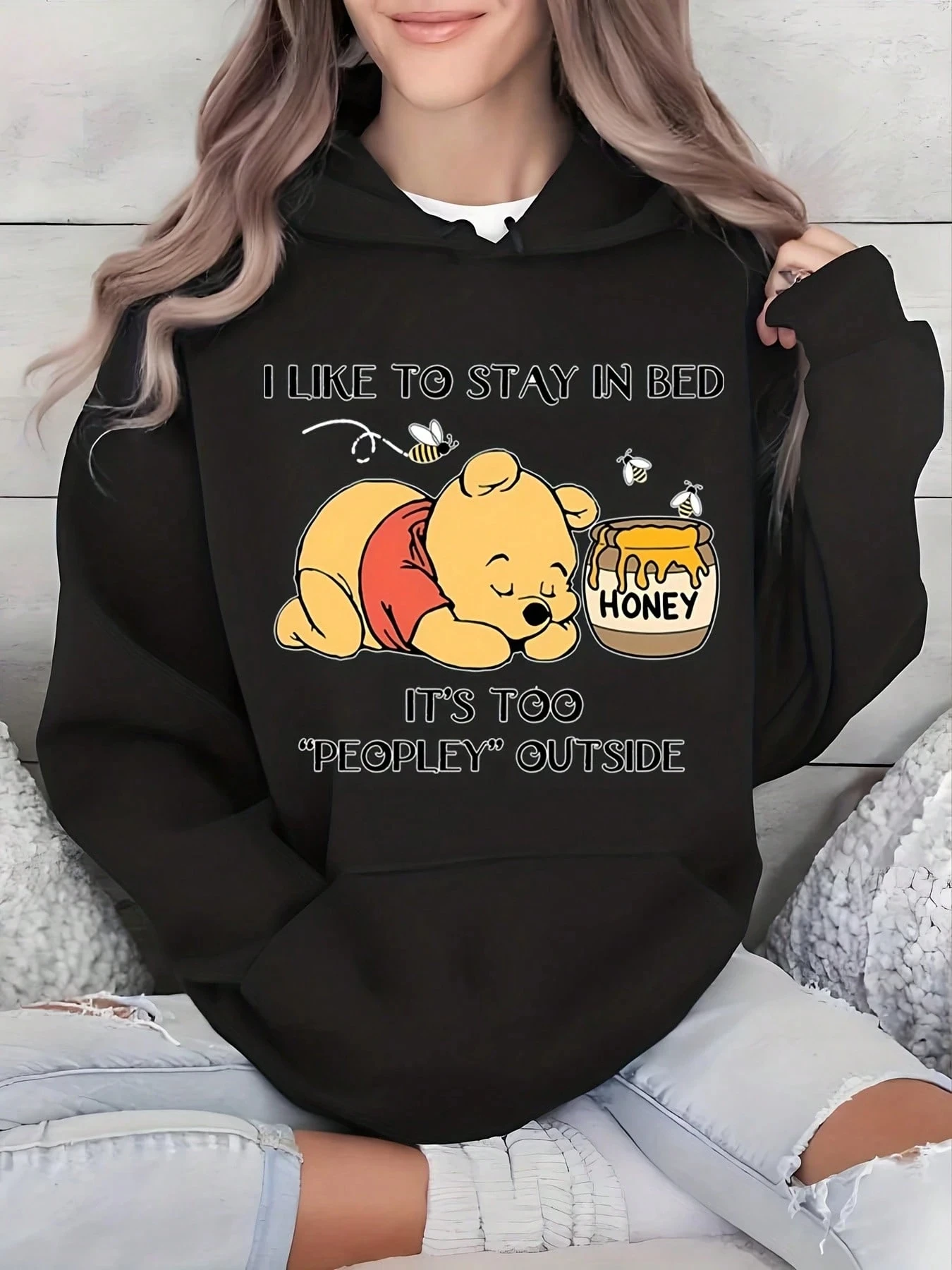 

Женская толстовка с капюшоном Винни-Пух Disney, осенне-зимняя флисовая толстовка унисекс с капюшоном, повседневная уличная толстовка для любого случая