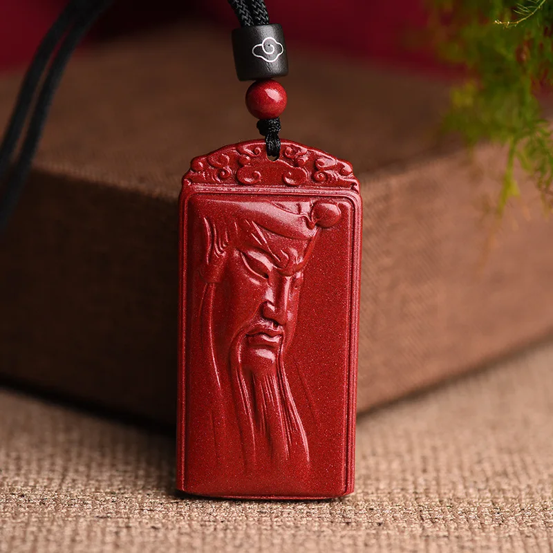 

Кулон из необработанного камня циннабара с изображением Гуань Гуна, мужской кулон бренда Guan Yu, ожерелье Guan Erye, персонализированный кулон, женское ожерелье
