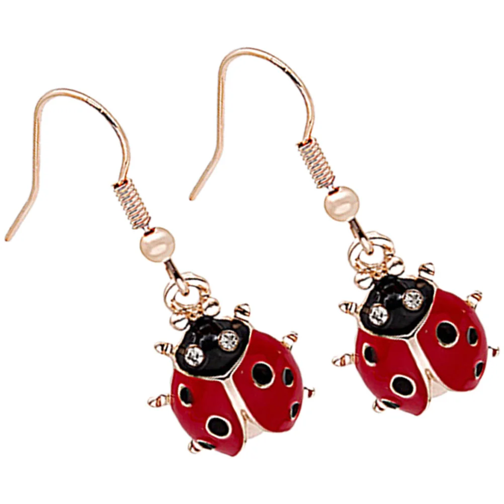 Personality Ladybug Earrings Girl Black Spot Red Charm Alloy Personalized Trendy