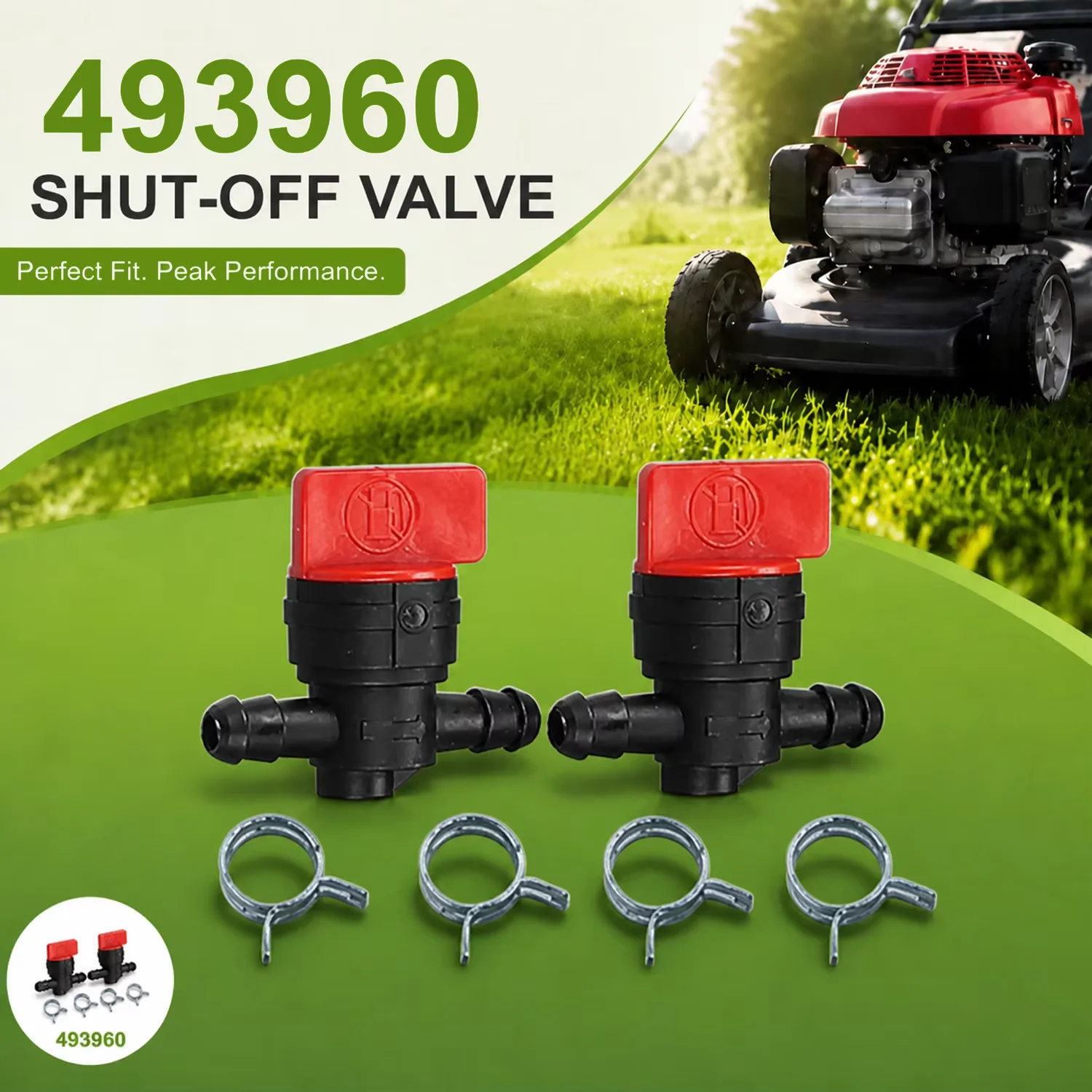 1/4 Inch Fuel Shut-Off Valve Kit For Small Engine Lawn Mower Fits Briggs Toro John Deere Replaces 493960 698183 5019H 5019K