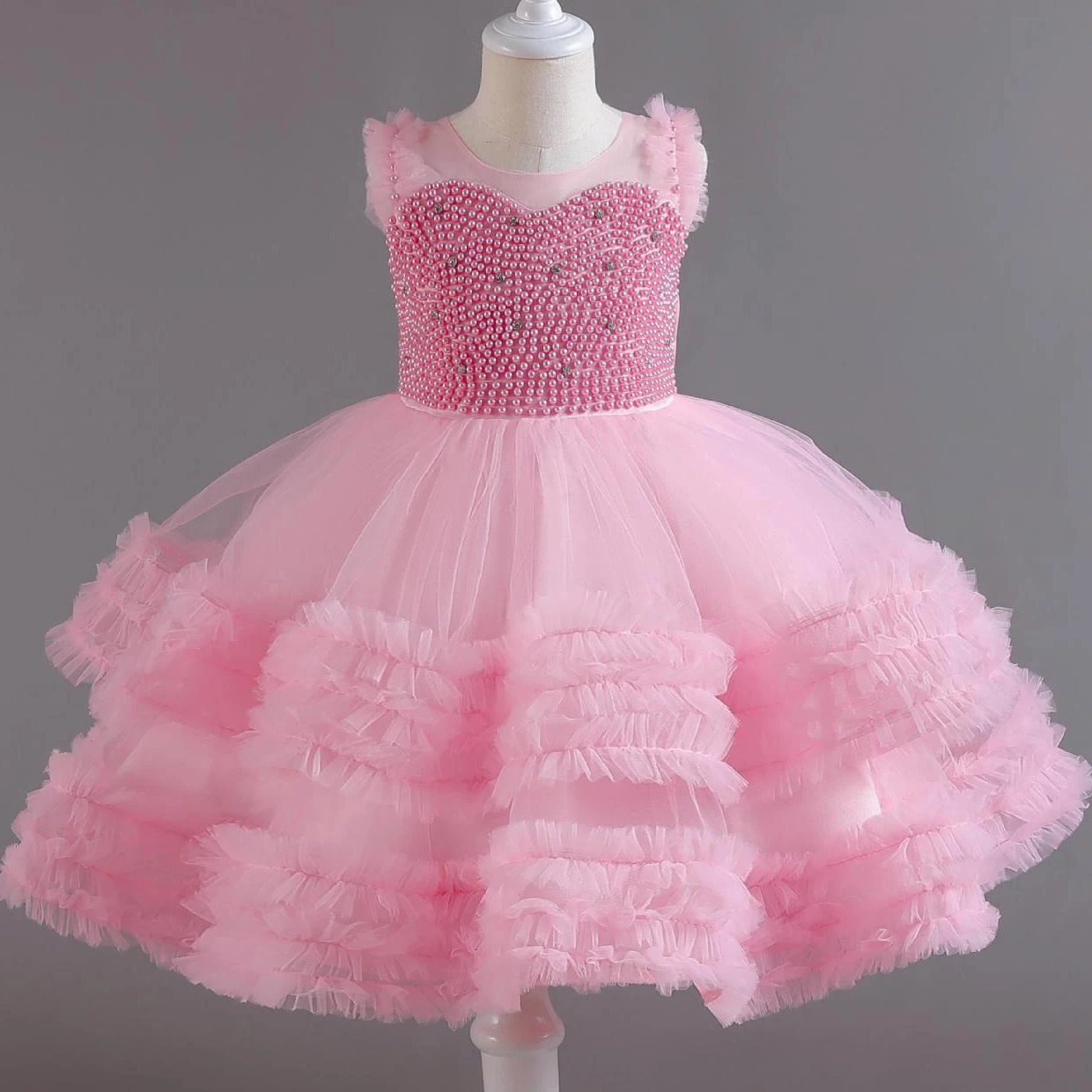 

Elizabeth Fashion Toddler Little Girls Beaded Ruffled Wedding Flower Girl Birthday Party Pageant Dance Party Gown Y22020