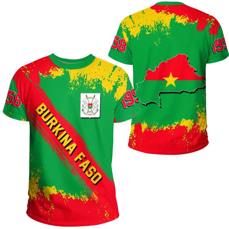 

Burkina Faso Flag Map Graphic Tee Fashion National Emblem Short Sleeve Africa Country T Shirt For Men Clothes Boy Sport Jersey