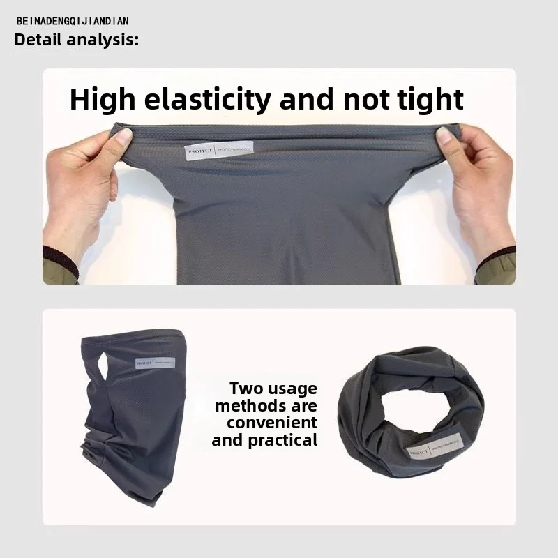 قناع واقي من الشمس من الحرير الجليدي الصيفي ومجموعة أكمام ثلجية، مناسبة لكل من الرجال والنساء، حماية من الأشعة فوق البنفسجية، تغطية الوجه #3