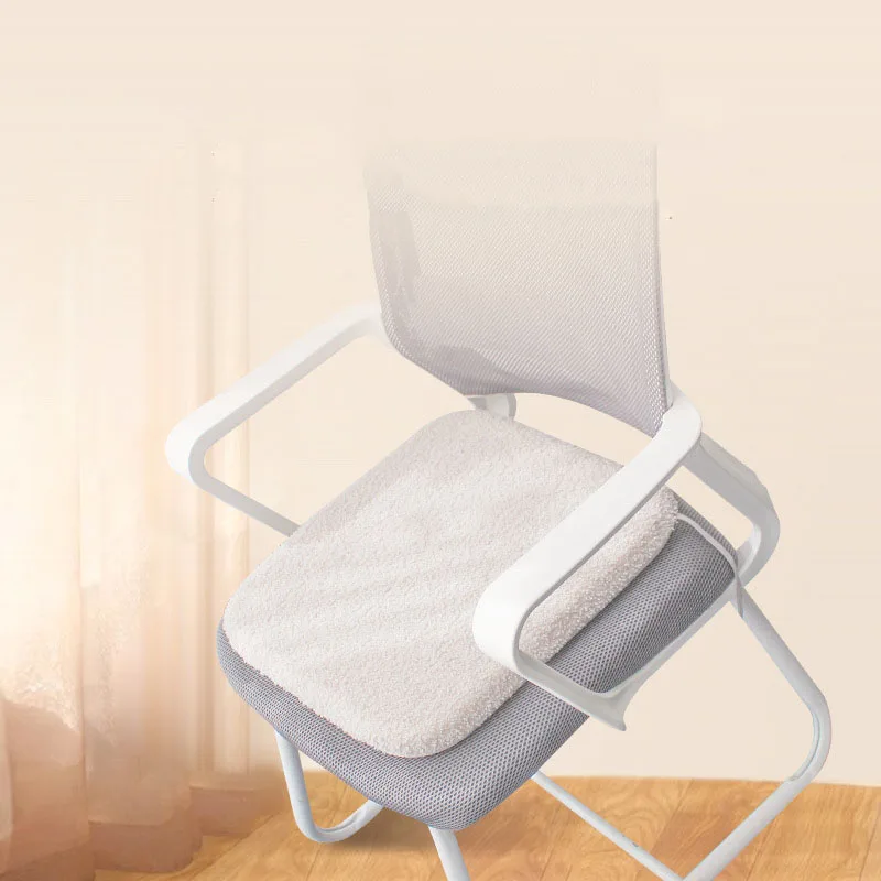Memory Cotton Teddy Velvet Chair Cushion Thick Warm Office Cushions for Prolonged Sitting Ultra Soft Solid Hip Pad with Zipper