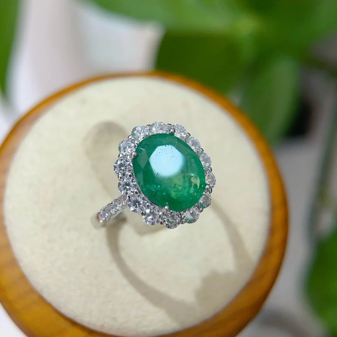 

Кольцо с натуральным колумбийским изумрудом 9,3x11,5 мм, 3,63 карата, высокая четкость, полное пламя, стерлинговое серебро S925, элитные ювелирные изделия