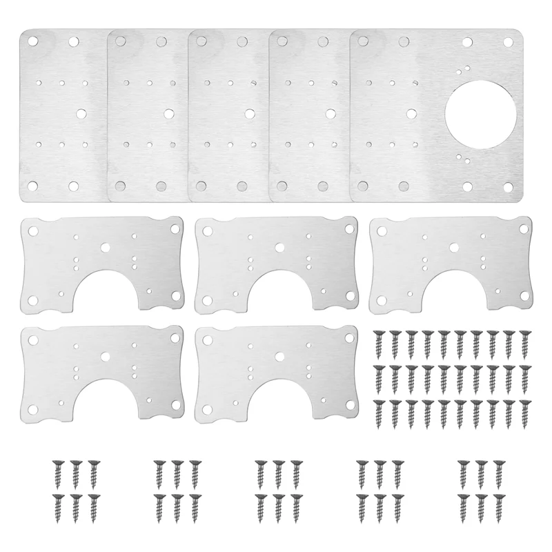 A50M-10 PCS Hinge Mounting Repair Plate Stainless Steel Bracket Fixing Plate With Screws For Furniture Wardrobe Cupboard