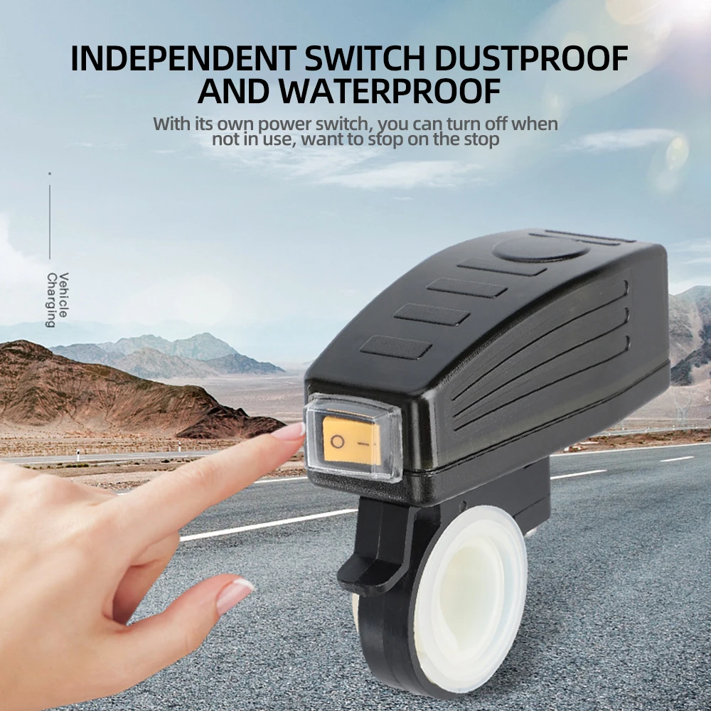 Motorcycle Charger PD+QC3.0 38W Waterproof 12V USB Moto Handlebar/Rear Mirror Dual Port Fast Charge Power Socket With Voltmeter