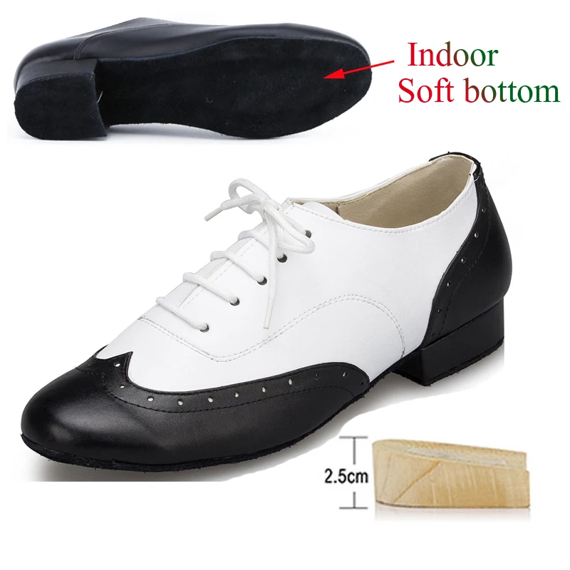 Men's Modern Dance Shoes Performance Competition Standard Sports Shoes Soft Sole 2.5cm with Rumbal Latin Dance Shoes New