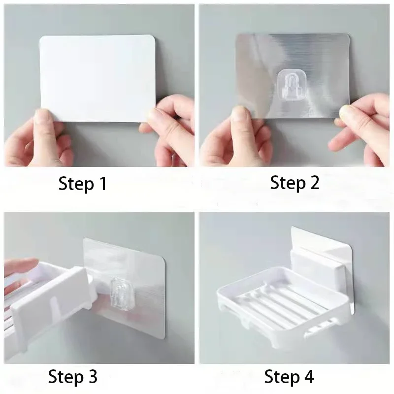 Wall Mounted Soap Dishes Box Bathroom Shower Soap Holder Toiletries Organizer Kitchen Storage Rack Bathroom Supplies For Bath