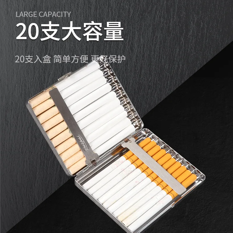 20 Thin Portable Cigar Cigarette Case Man Flip Cover Metal Cigarette Case Fits Cigar Tobacco Moisture-proof Storage Box Supplies