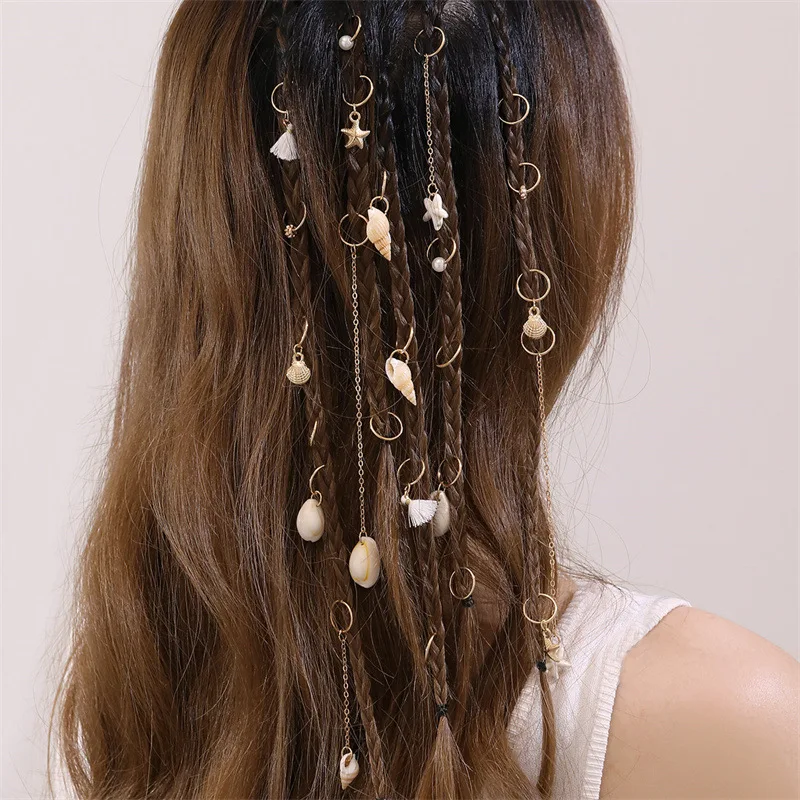 

24 шт./пакет, металлическое кольцо для волос с дредами, подвеска, аксессуары для волос, милый крутой острый стиль для девочек