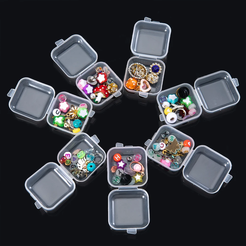 5/20PCS Mini Plastic Storage Box Transparent Jewelry Storage Box Container Portable Earring Ring Earplugs Packaging Storage Case