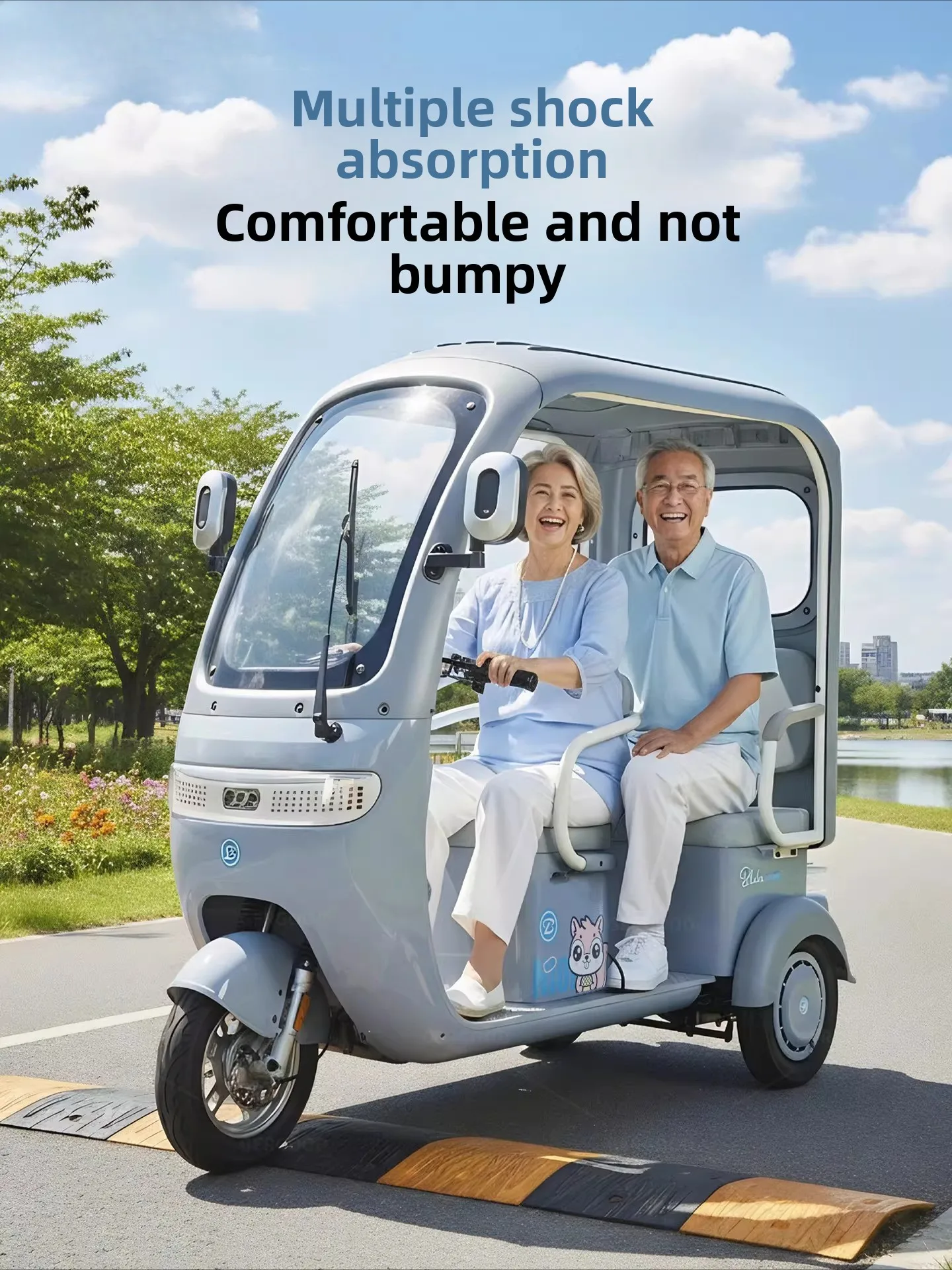 Semi-surrounded electric tricycle, household small pick-up and drop-off child scooter passenger and cargo dual-purpose elderly